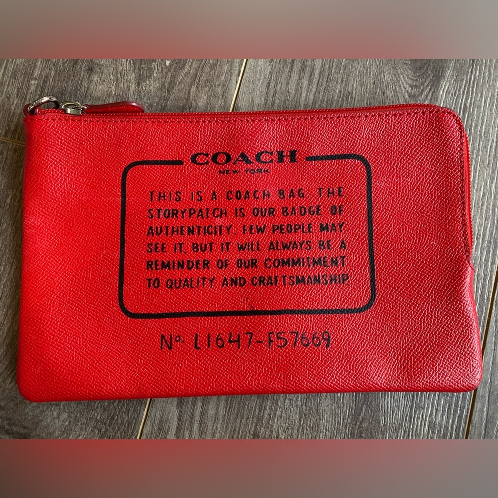 Coach red small storage bag/ make up bag
